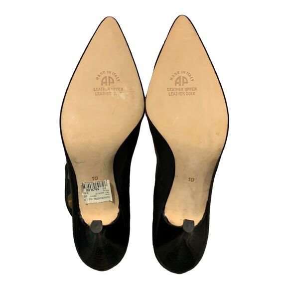 ANDREA PFISTER vintage dead stock black and gold stiletto bootie Italian size 10 - Picture 12 of 13